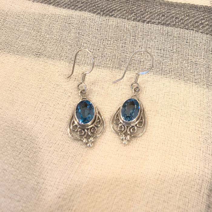 Blue topaz stone earrings
