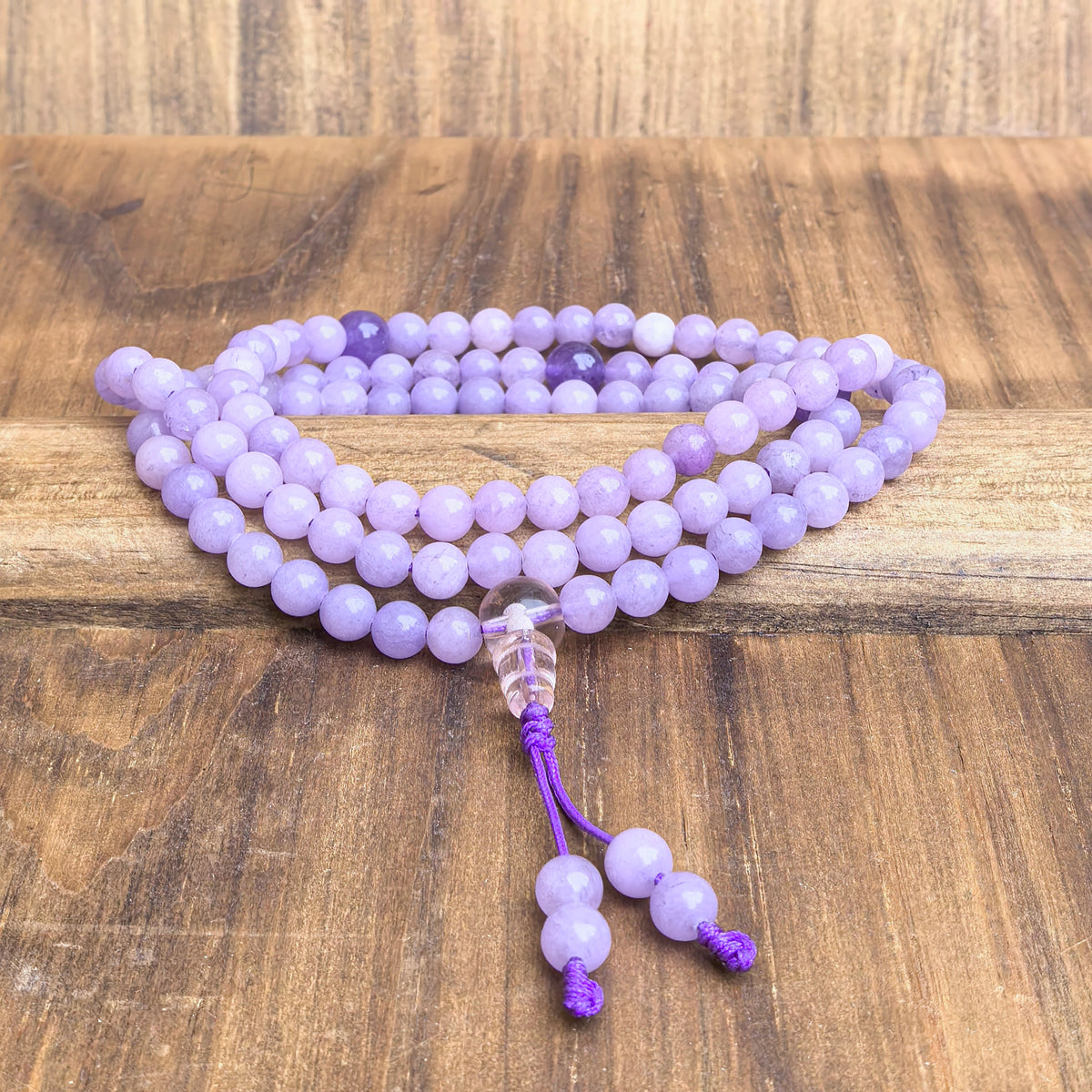 COAI Collana Mala 108 Grani In Pietre Dure Naturali - Annodata A Mano Con Ciondolo Foglia, Unisex