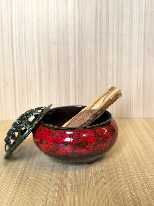 Bruciatore in ceramica per incenso, salvia bianca e palo santo