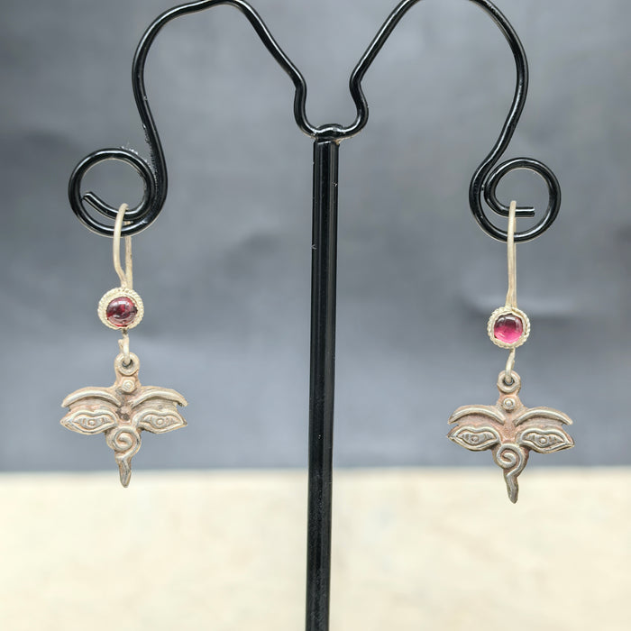 Tibetan Third Eye Silver Earrings