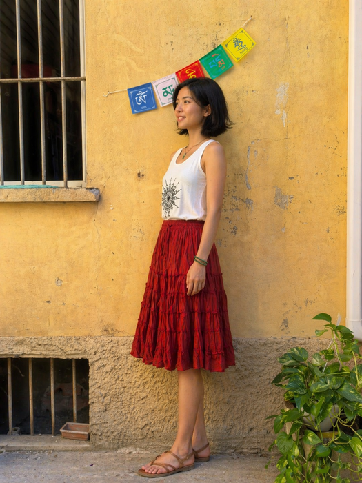 Red Cotton Skirt