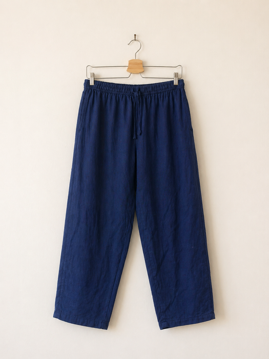 Pantalone classico in cotone blu scuro