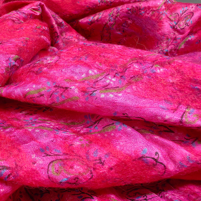 Sciarpa in seta e lana fucsia