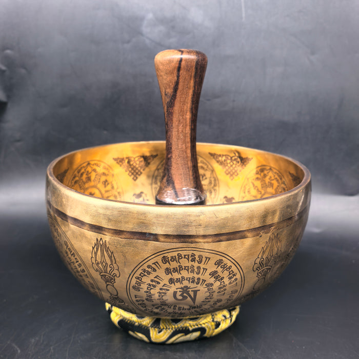 Tibetan Singing Bowl with Compassion Buddha Mantra