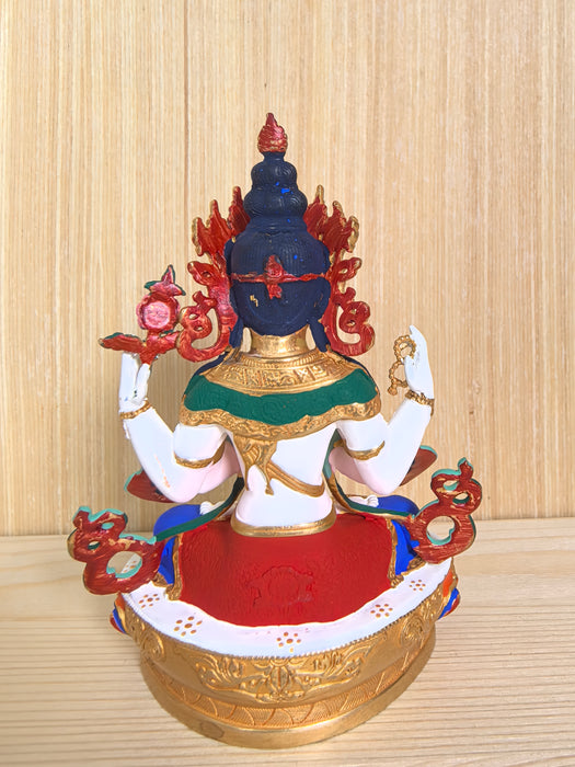 Statua Avalokiteshvara in bronzo dipinto a mano