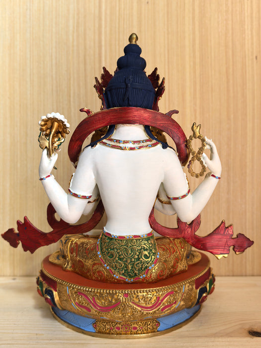 Avalokiteshvara in Bronzo dipinto a mano