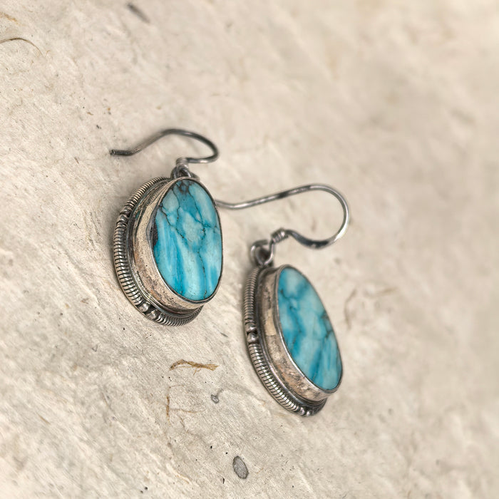 Orecchini Tibetani in argento 925 con turchese