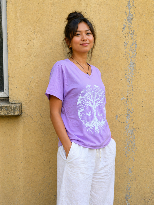 Cotton Tree of Life T-shirt — Purple