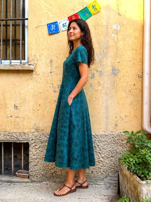 Petrol blue cotton dress
