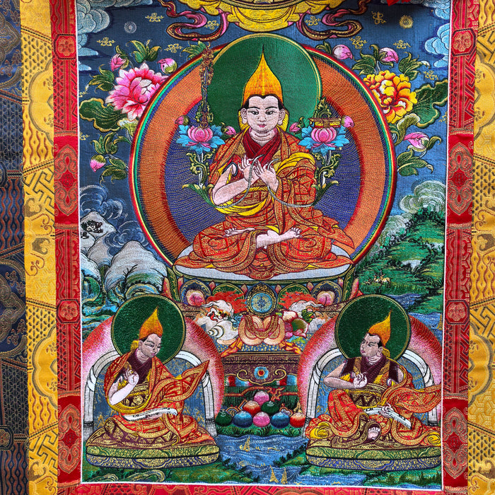 Lama Tsongkapa in seta Tessuta a mano