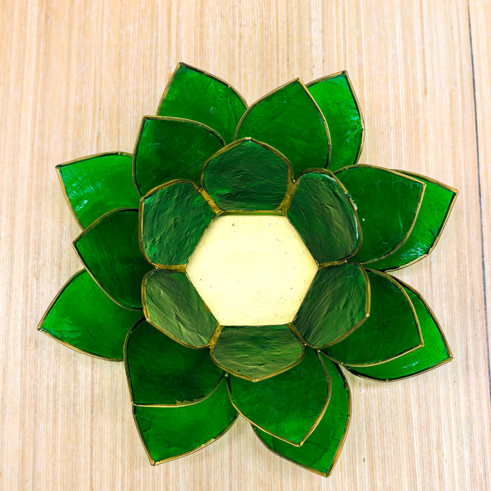 Portacandela Chakra del Cuore in Conchiglie Capiz Naturali