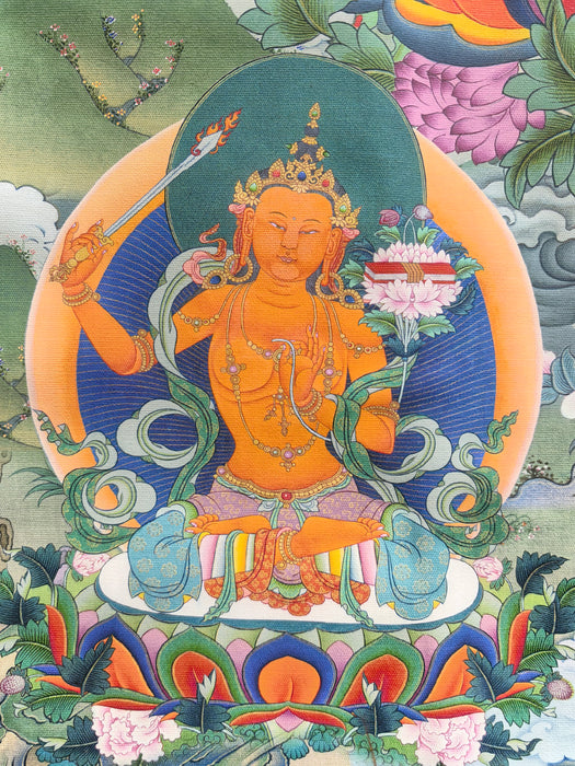 Thangka Rigsun Gonpo: Chenrezig, Manjushri e Vajrapani