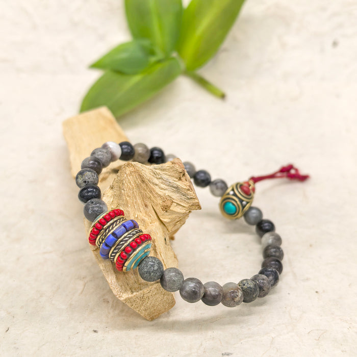 Agate Bracelet with Prayer Wheel