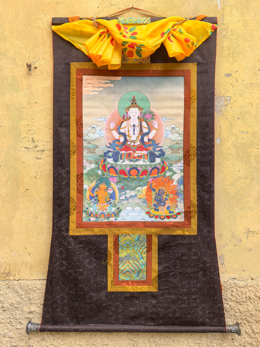 Thangka Rigsun Gonpo: Chenrezig, Manjushri e Vajrapani