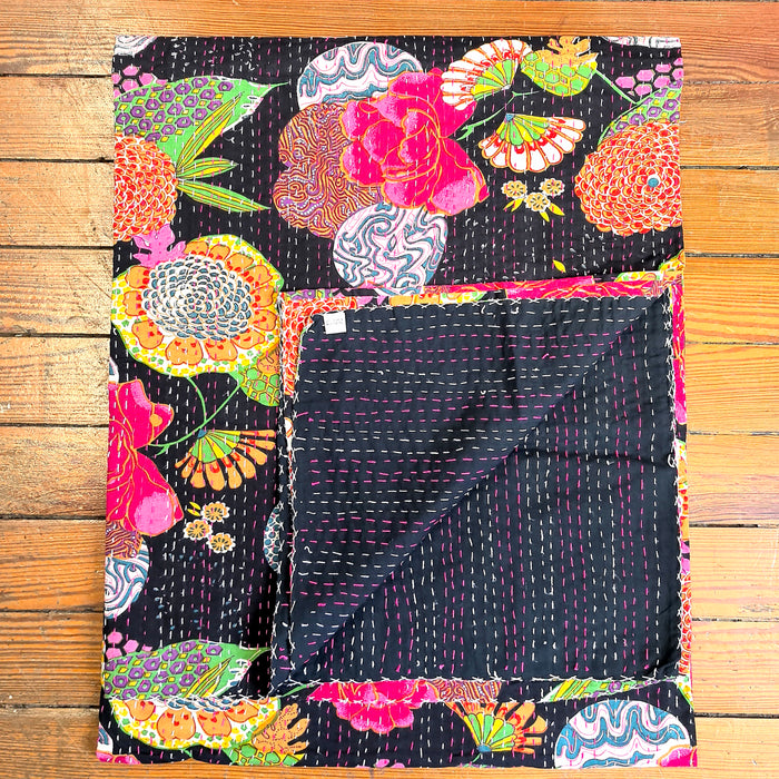 Hand-Embroidered Cotton Bedspread – Double Bed