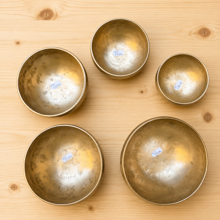 Campane Luna Piena dei Cinque Buddha della Saggezza-Kit Professionale di 5 chakra Tibetani