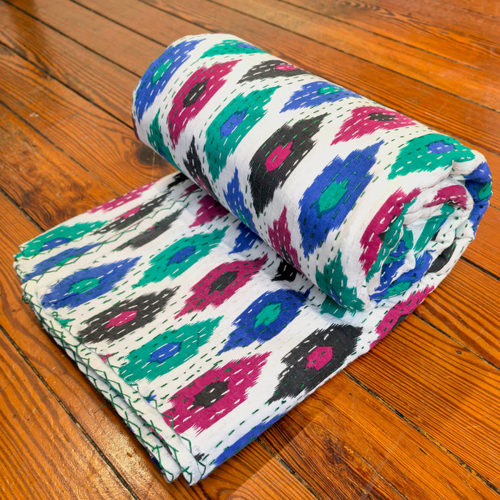 Hand-Embroidered Cotton Bedspread – Double Bed