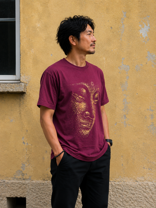 T-shirt Uomo con Buddha – Stampa Artigianale, Ispirazione Tibetana