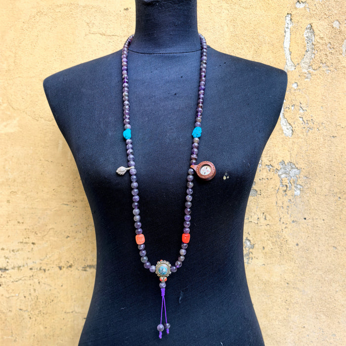 Mala in Amithista con amuleto di Terzo Occhio
