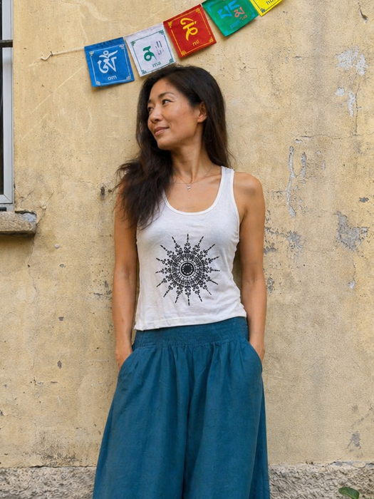 Viscose sun symbol print tank top