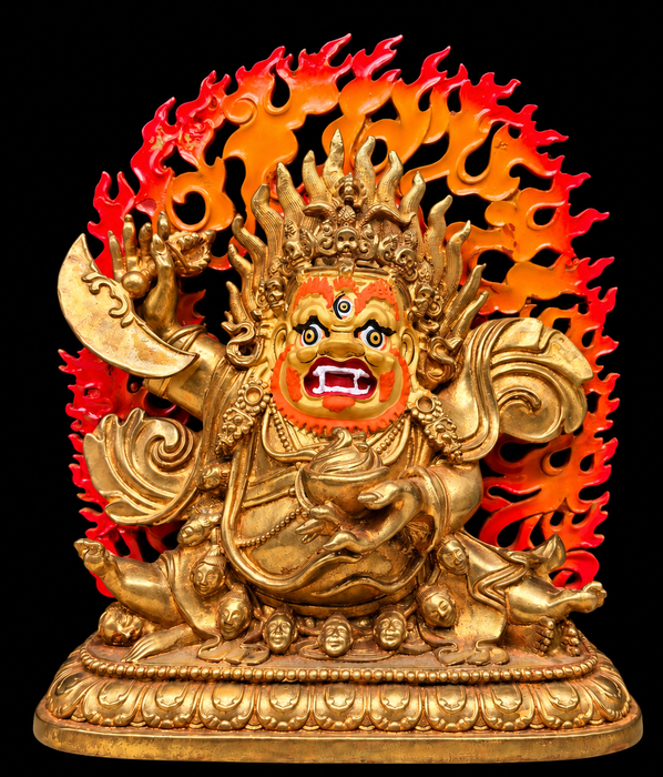 Statua tibetana Mahakala a due braccia – 24 cm