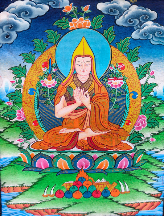 Thanka di Lama Tsongkapa precisa di oro