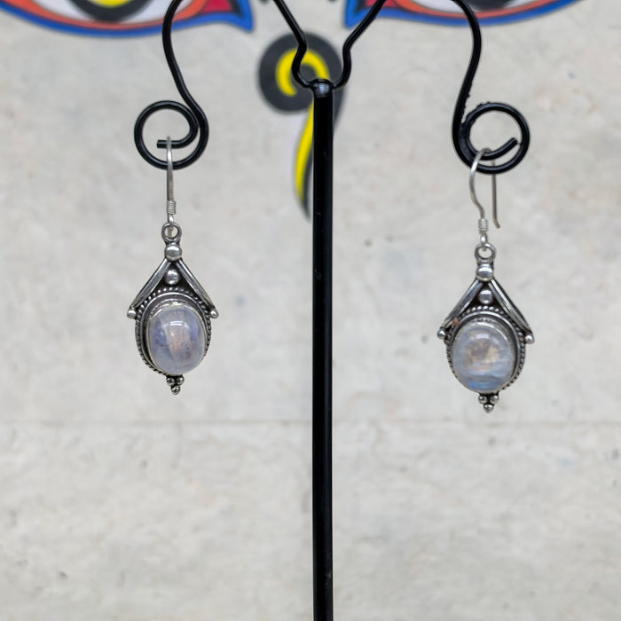 Tibetan silver earrings with moonstones