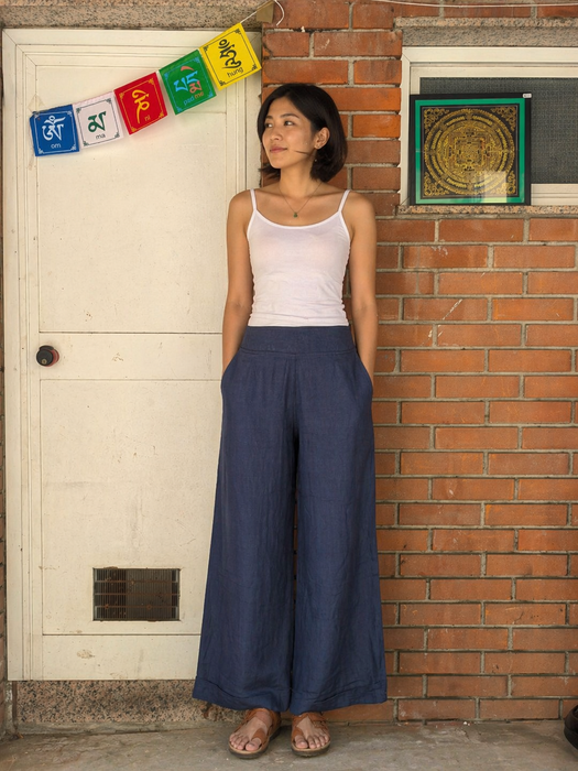 Pantalone in cotone blu