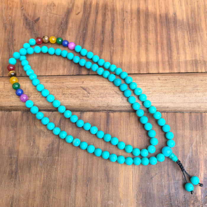 Mala in Turchese con 7 chakra