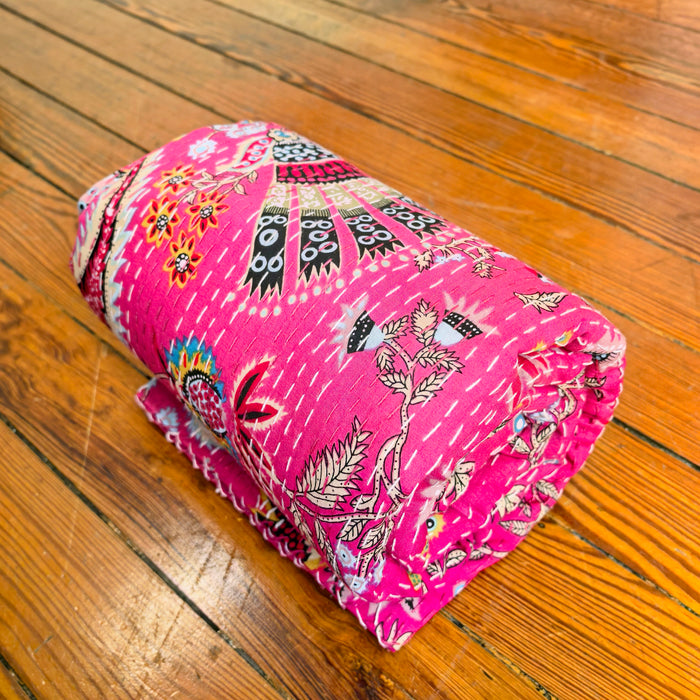 Hand-Embroidered Cotton Bedspread – Double Bed