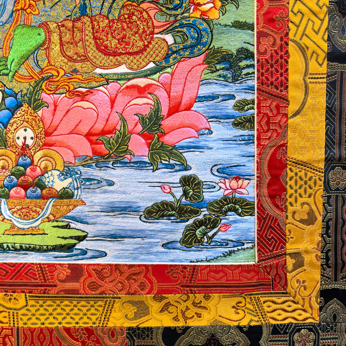 Thanka Tara Verde in Seta Tessuta a mano