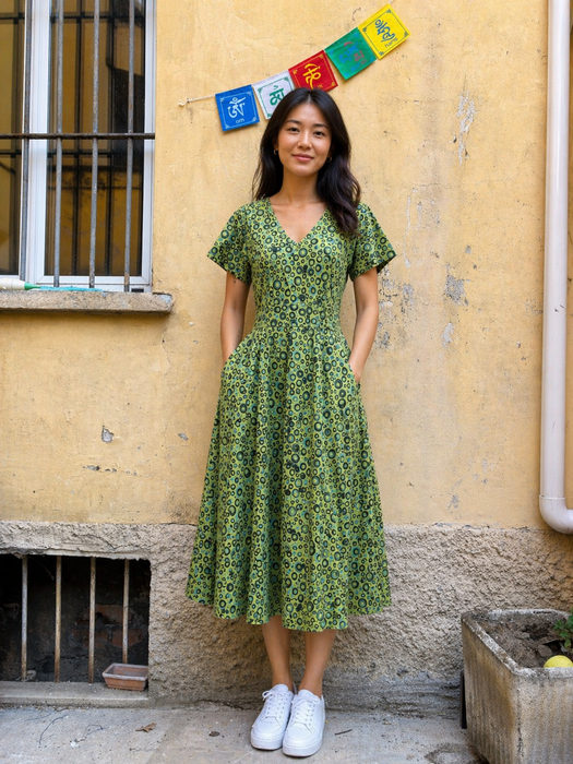 Vestito in cotone fresco Verde