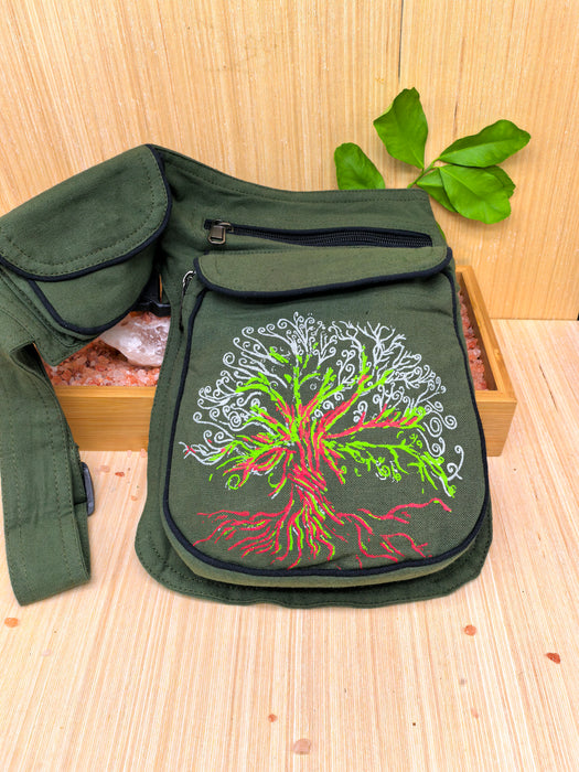Marsupio nepalese in cotone con Albero della Vita, unisex