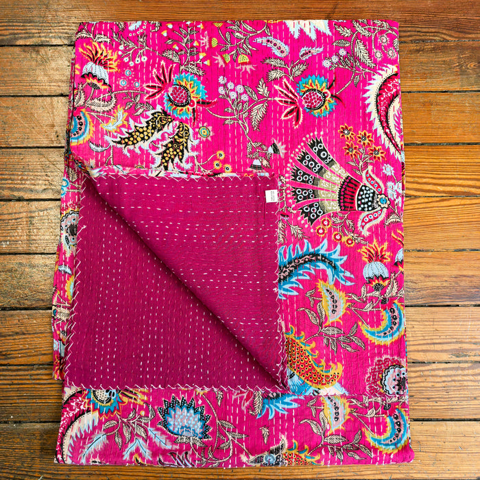 Hand-Embroidered Cotton Bedspread – Double Bed