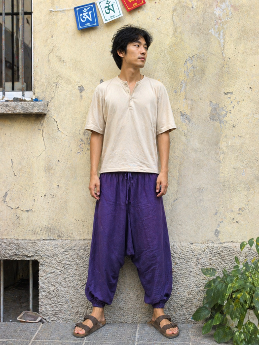 Pantalone cavallo basso in cotone Viola