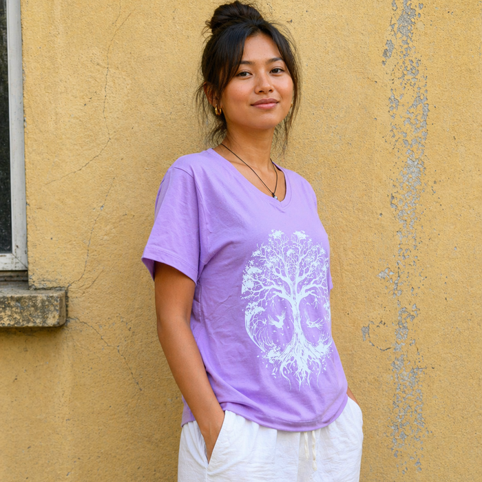 Cotton Tree of Life T-shirt — Purple