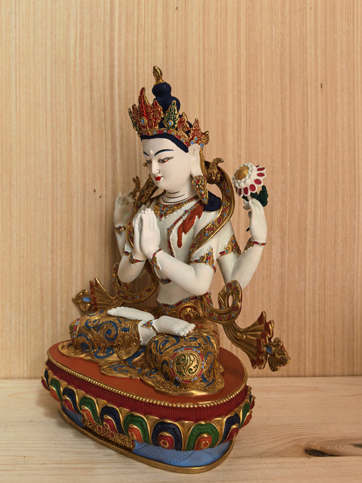 Avalokiteshvara in Bronzo dipinto a mano