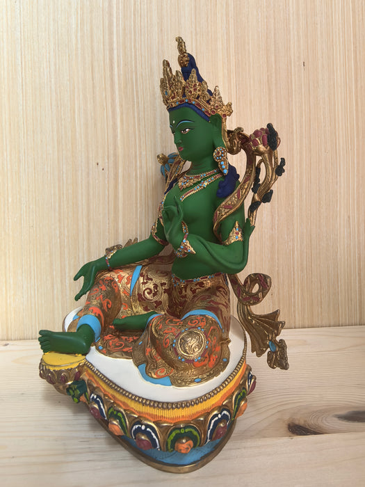 Tara Verde in Bronzo dipinto a mano