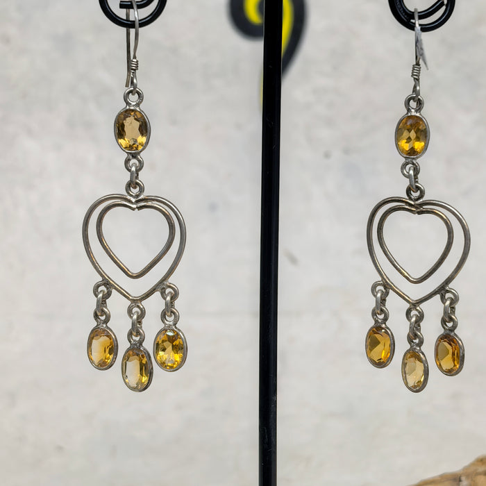 Tibetan silver earrings with citrine quartz