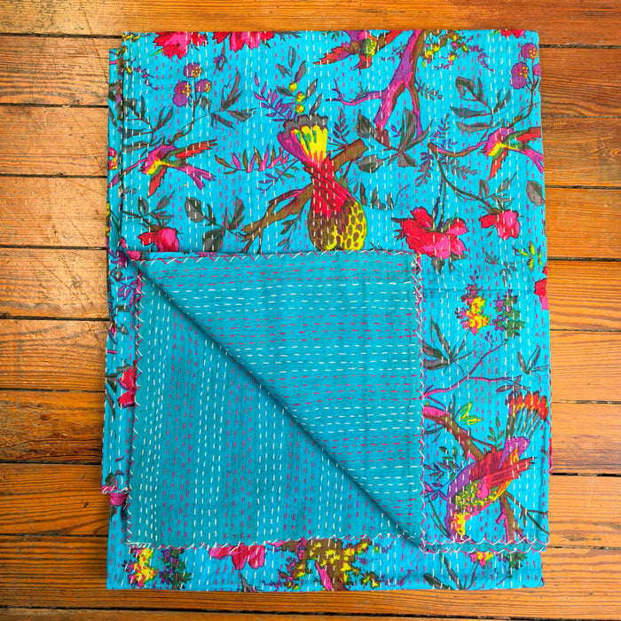 Hand-Embroidered Cotton Bedspread – Double Bed