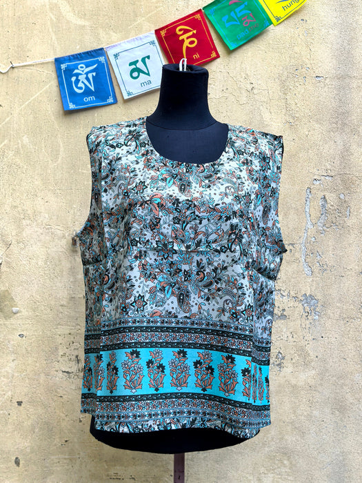 Camicia senza maniche a fantasia floreale da donna viscosa fresco