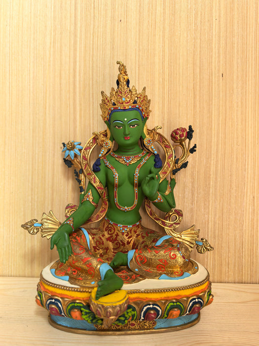 Tara Verde in Bronzo dipinto a mano