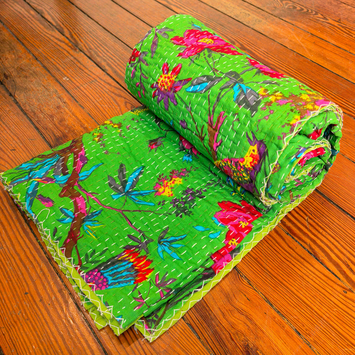 Hand-Embroidered Cotton Bedspread – Double Bed