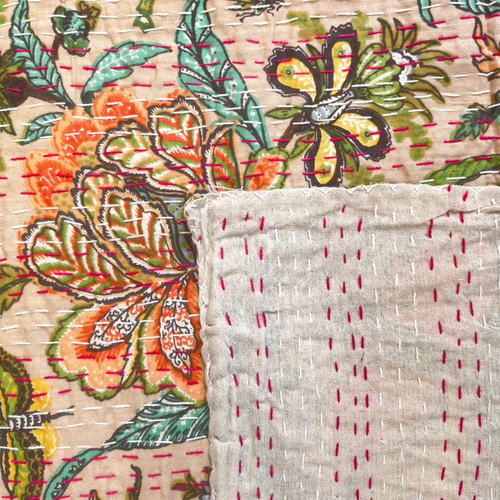 Hand-Embroidered Cotton Bedspread – Double Bed