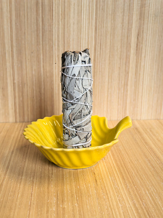 Portaincenso in ceramica per palo Santo, salvia bianca e coni