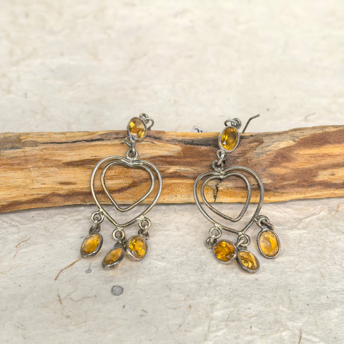 Tibetan silver earrings with citrine quartz