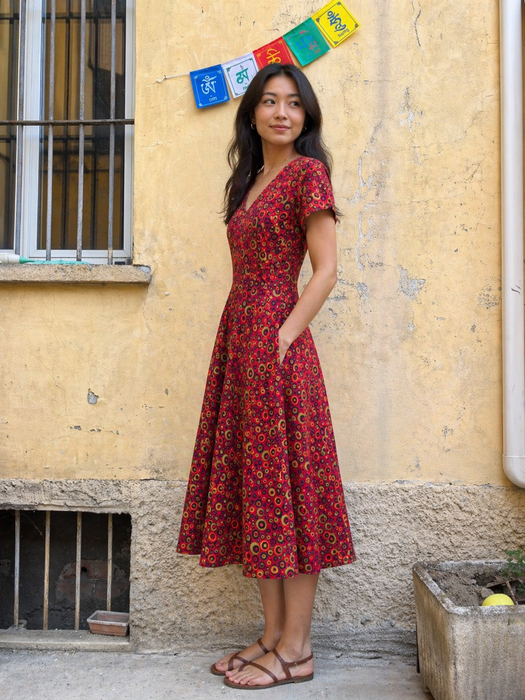 Vestito in cotone fresco Rosso