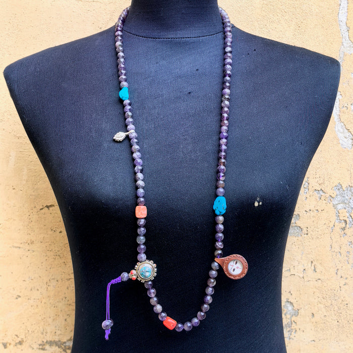 Mala in Amithista con amuleto di Terzo Occhio