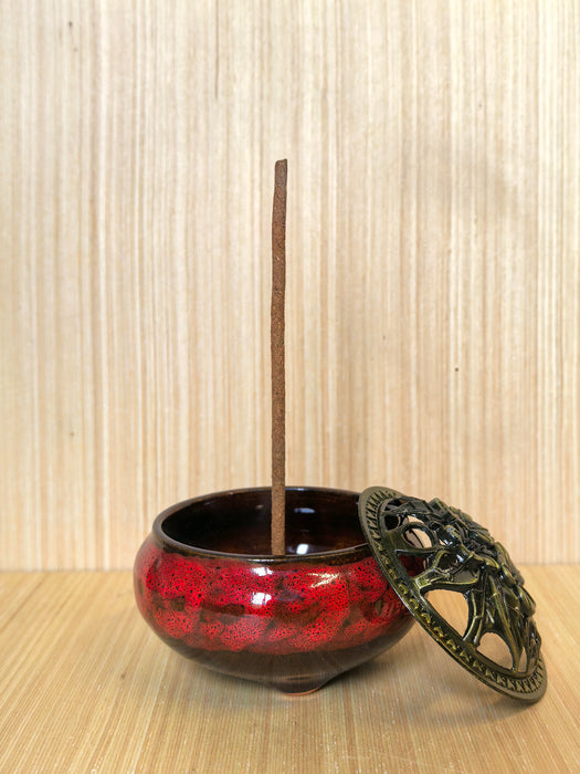 Bruciatore in ceramica per incenso, salvia bianca e palo santo