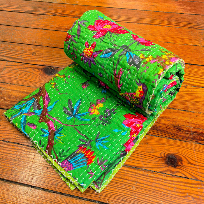 Hand-Embroidered Cotton Bedspread – Double Bed